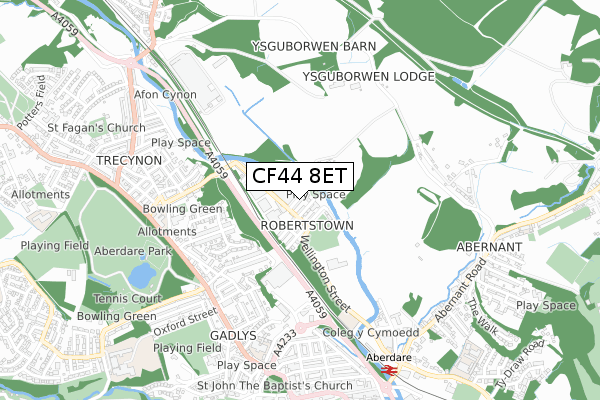 CF44 8ET map - small scale - OS Open Zoomstack (Ordnance Survey)