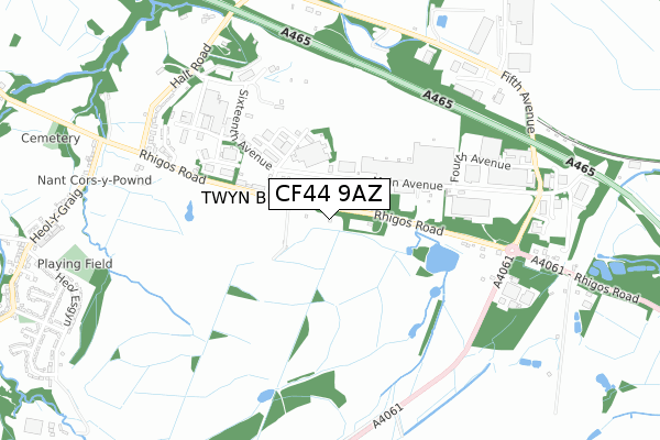 CF44 9AZ map - small scale - OS Open Zoomstack (Ordnance Survey) CF44 9AZ map - small scale - OS Open Zoomstack (Ordnance Survey)