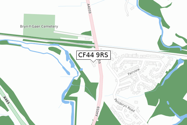 CF44 9RS map - large scale - OS Open Zoomstack (Ordnance Survey)