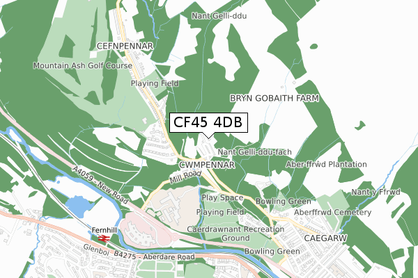 CF45 4DB map - small scale - OS Open Zoomstack (Ordnance Survey)