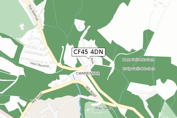 CF45 4DN map - large scale - OS Open Zoomstack (Ordnance Survey)