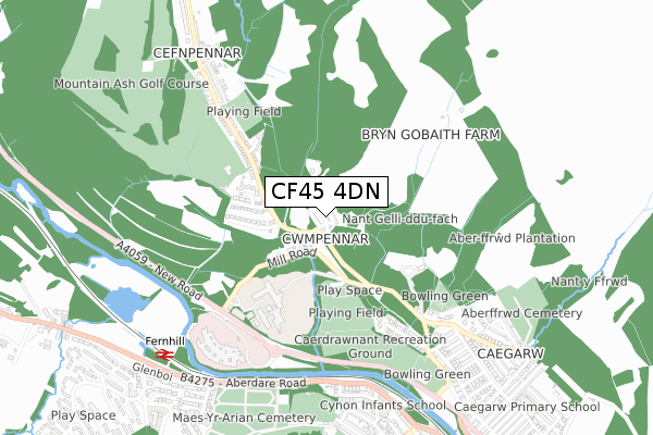 CF45 4DN map - small scale - OS Open Zoomstack (Ordnance Survey)