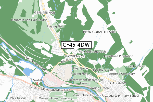 CF45 4DW map - small scale - OS Open Zoomstack (Ordnance Survey)