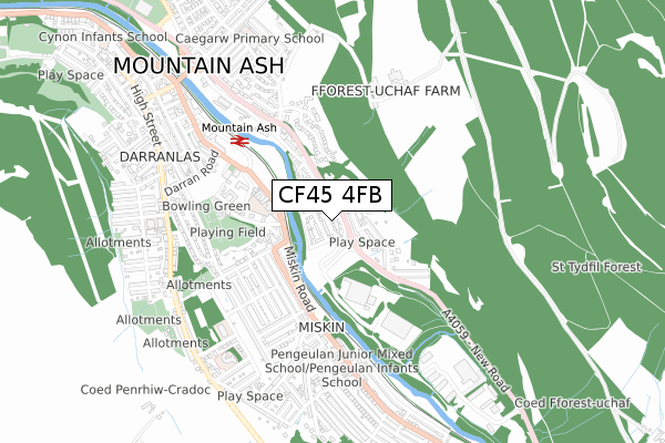 CF45 4FB map - small scale - OS Open Zoomstack (Ordnance Survey)