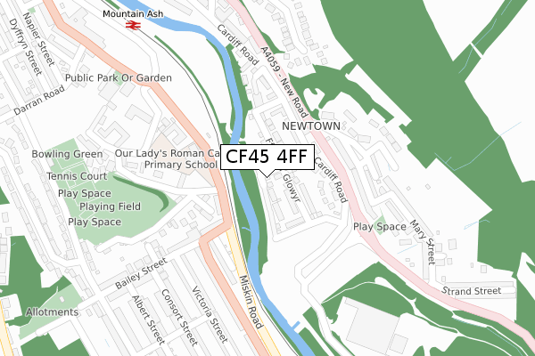 CF45 4FF map - large scale - OS Open Zoomstack (Ordnance Survey)