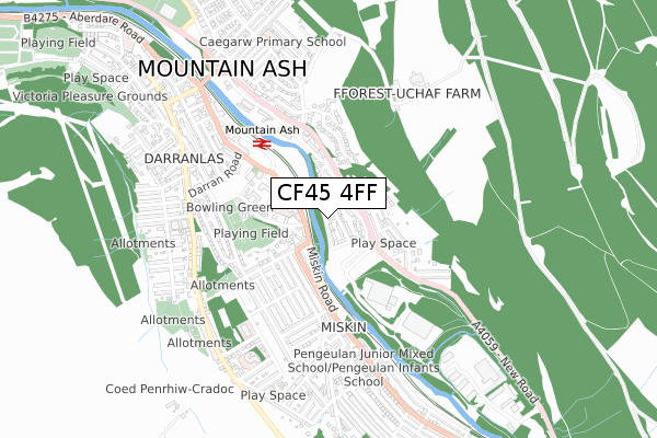 CF45 4FF map - small scale - OS Open Zoomstack (Ordnance Survey)