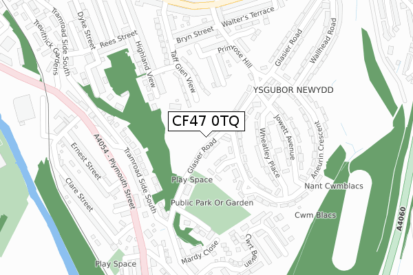 CF47 0TQ map - large scale - OS Open Zoomstack (Ordnance Survey)