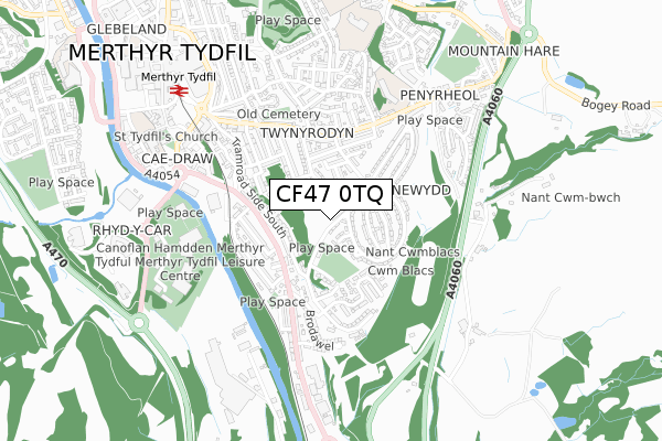 CF47 0TQ map - small scale - OS Open Zoomstack (Ordnance Survey)