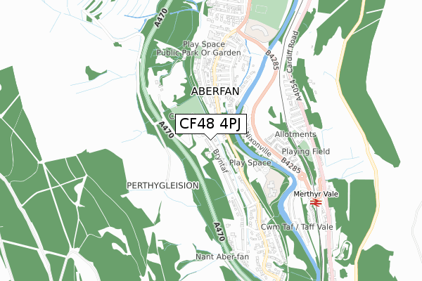 CF48 4PJ map - small scale - OS Open Zoomstack (Ordnance Survey)