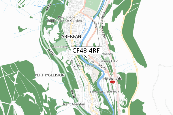 CF48 4RF map - small scale - OS Open Zoomstack (Ordnance Survey)