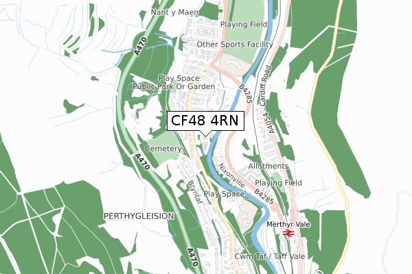 CF48 4RN map - small scale - OS Open Zoomstack (Ordnance Survey)