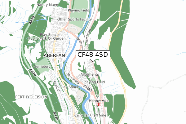 CF48 4SD map - small scale - OS Open Zoomstack (Ordnance Survey)