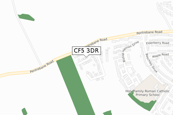 CF5 3DR map - large scale - OS Open Zoomstack (Ordnance Survey)