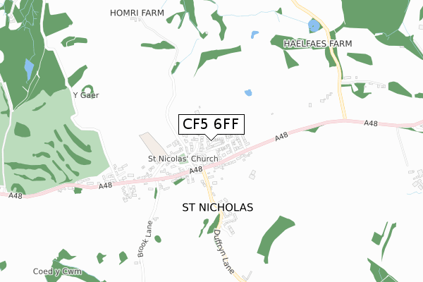 CF5 6FF map - small scale - OS Open Zoomstack (Ordnance Survey)