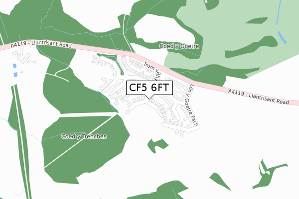 CF5 6FT map - large scale - OS Open Zoomstack (Ordnance Survey)
