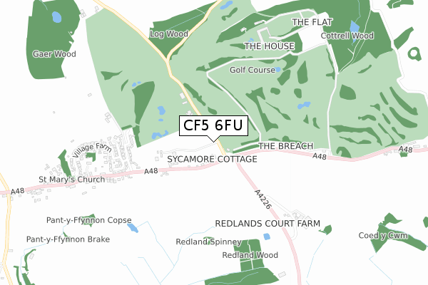 CF5 6FU map - small scale - OS Open Zoomstack (Ordnance Survey)
