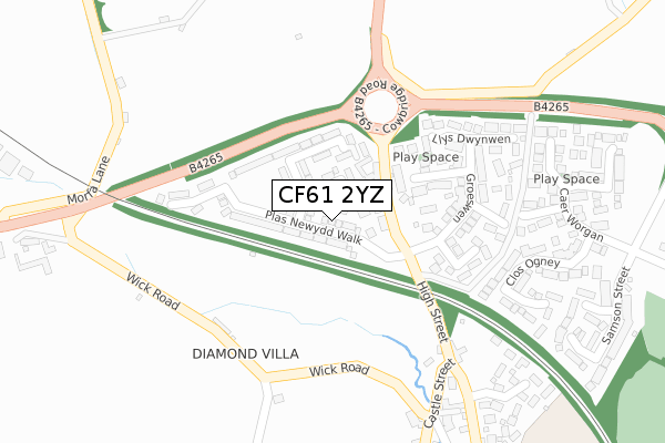 CF61 2YZ map - large scale - OS Open Zoomstack (Ordnance Survey) CF61 2YZ map - large scale - OS Open Zoomstack (Ordnance Survey)