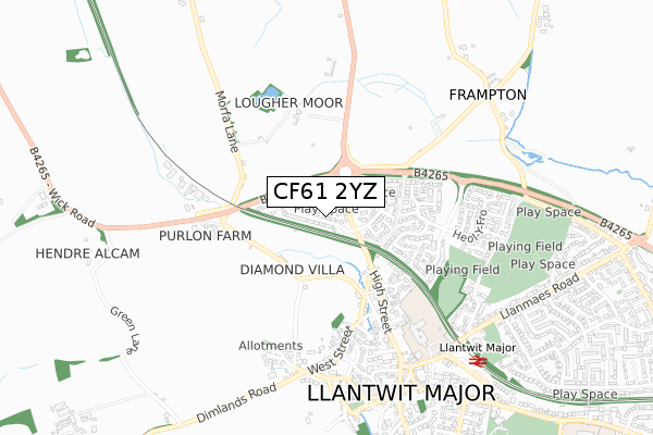CF61 2YZ map - small scale - OS Open Zoomstack (Ordnance Survey) CF61 2YZ map - small scale - OS Open Zoomstack (Ordnance Survey)