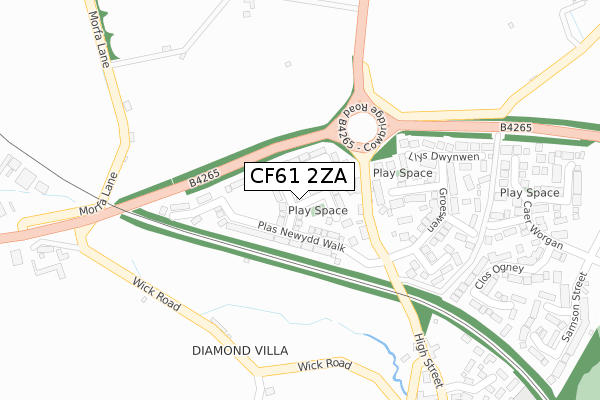 CF61 2ZA map - large scale - OS Open Zoomstack (Ordnance Survey)