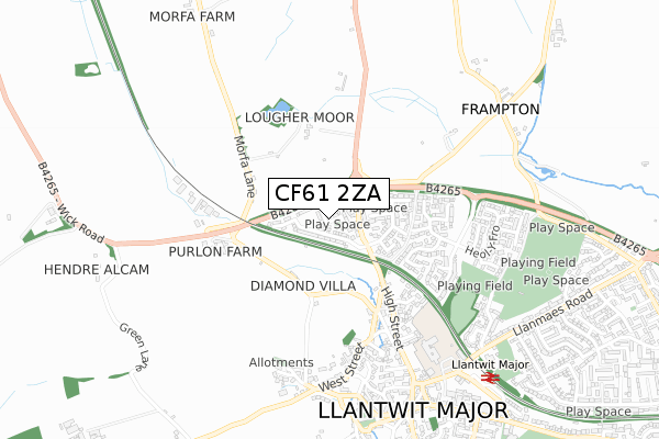 CF61 2ZA map - small scale - OS Open Zoomstack (Ordnance Survey)