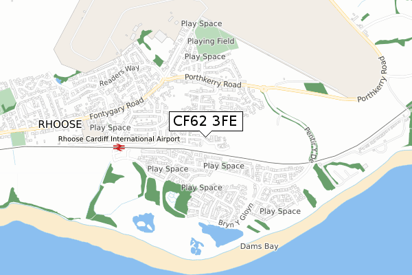 CF62 3FE map - small scale - OS Open Zoomstack (Ordnance Survey) CF62 3FE map - small scale - OS Open Zoomstack (Ordnance Survey)