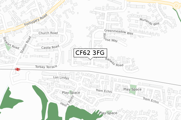 CF62 3FG map - large scale - OS Open Zoomstack (Ordnance Survey)