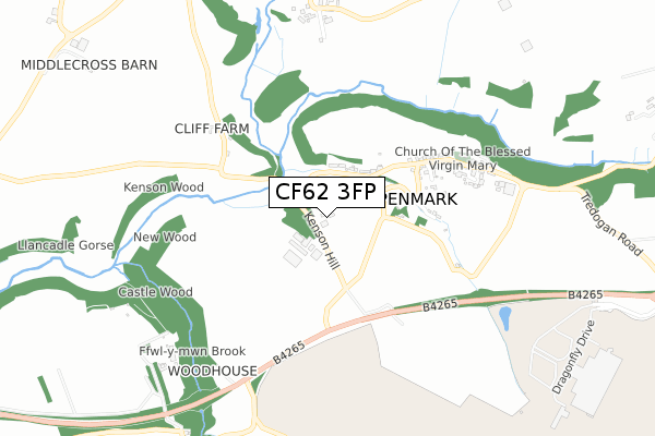 CF62 3FP map - small scale - OS Open Zoomstack (Ordnance Survey)