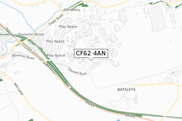 CF62 4AN map - small scale - OS Open Zoomstack (Ordnance Survey)