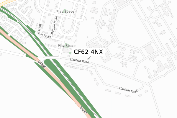 CF62 4NX map - large scale - OS Open Zoomstack (Ordnance Survey)