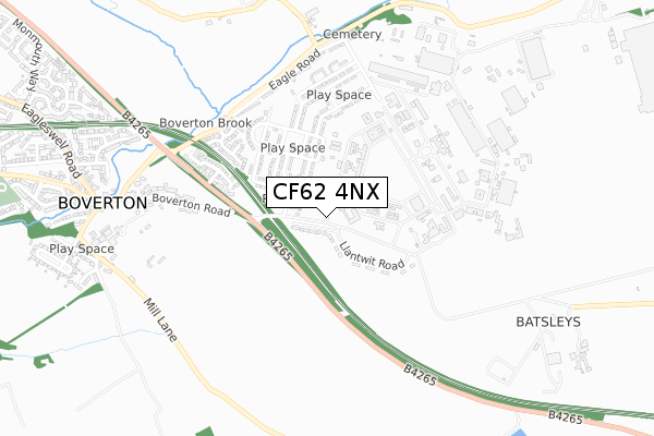 CF62 4NX map - small scale - OS Open Zoomstack (Ordnance Survey)