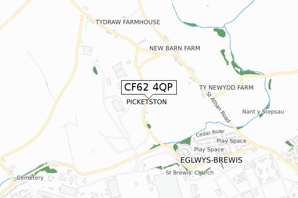CF62 4QP map - small scale - OS Open Zoomstack (Ordnance Survey)
