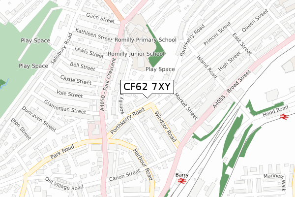CF62 7XY map - large scale - OS Open Zoomstack (Ordnance Survey)