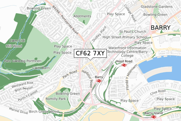 CF62 7XY map - small scale - OS Open Zoomstack (Ordnance Survey) CF62 7XY map - small scale - OS Open Zoomstack (Ordnance Survey)