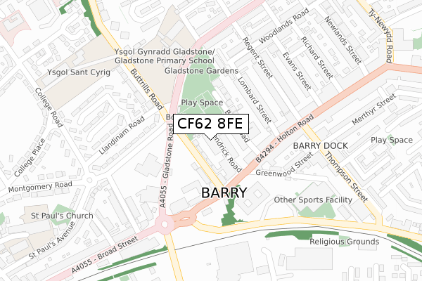 CF62 8FE map - large scale - OS Open Zoomstack (Ordnance Survey)