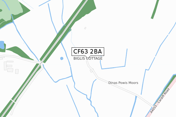 CF63 2BA map - large scale - OS Open Zoomstack (Ordnance Survey)