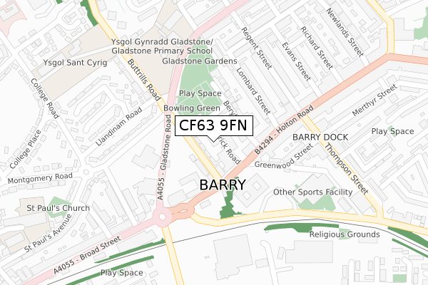 CF63 9FN map - large scale - OS Open Zoomstack (Ordnance Survey)