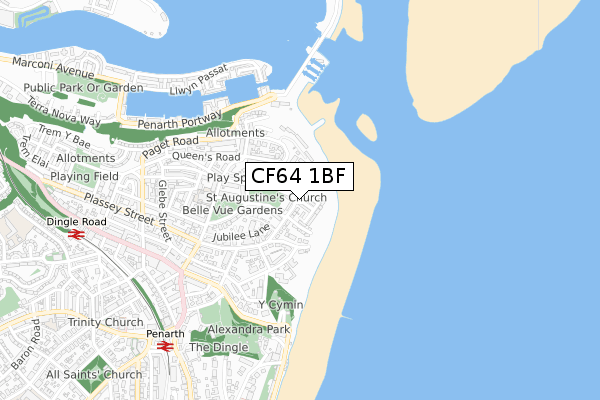 CF64 1BF map - small scale - OS Open Zoomstack (Ordnance Survey) CF64 1BF map - small scale - OS Open Zoomstack (Ordnance Survey)