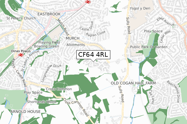 CF64 4RL map - small scale - OS Open Zoomstack (Ordnance Survey)