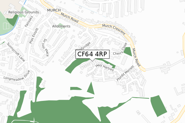 CF64 4RP map - large scale - OS Open Zoomstack (Ordnance Survey)