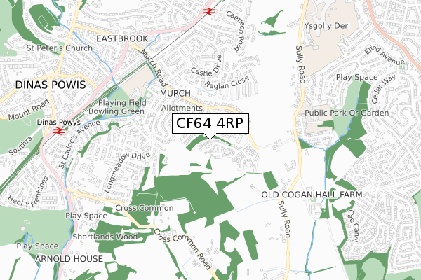 CF64 4RP map - small scale - OS Open Zoomstack (Ordnance Survey)