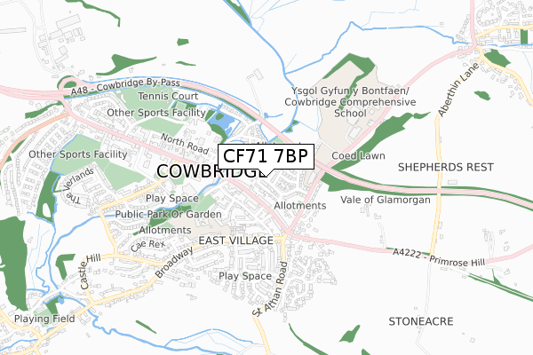 CF71 7BP map - small scale - OS Open Zoomstack (Ordnance Survey)