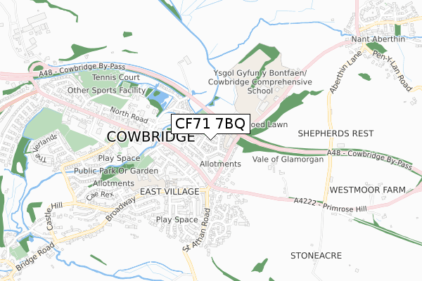 CF71 7BQ map - small scale - OS Open Zoomstack (Ordnance Survey)