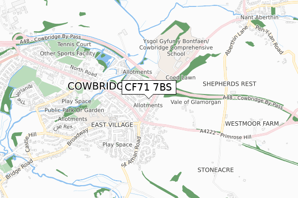 CF71 7BS map - small scale - OS Open Zoomstack (Ordnance Survey)