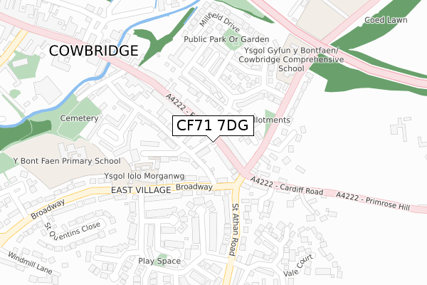 CF71 7DG map - large scale - OS Open Zoomstack (Ordnance Survey)