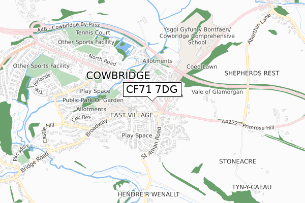 CF71 7DG map - small scale - OS Open Zoomstack (Ordnance Survey)