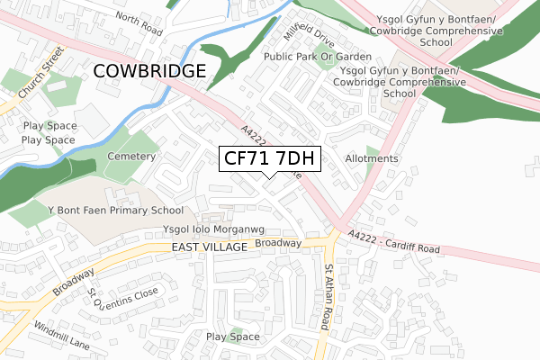 CF71 7DH map - large scale - OS Open Zoomstack (Ordnance Survey)