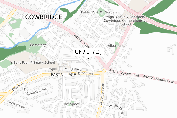CF71 7DJ map - large scale - OS Open Zoomstack (Ordnance Survey)