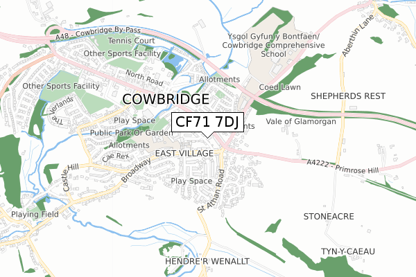 CF71 7DJ map - small scale - OS Open Zoomstack (Ordnance Survey)