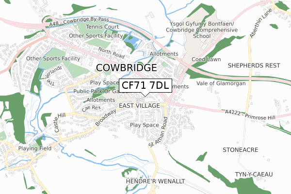 CF71 7DL map - small scale - OS Open Zoomstack (Ordnance Survey)