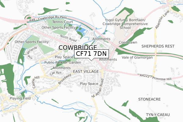 CF71 7DN map - small scale - OS Open Zoomstack (Ordnance Survey) CF71 7DN map - small scale - OS Open Zoomstack (Ordnance Survey)